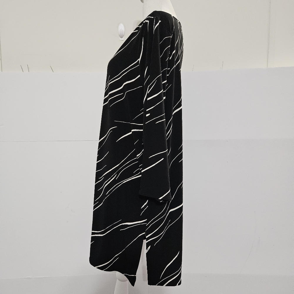 Alfani Size L Black Long-Sleeved Womens Wide Crew Neck Long Dress Shirt  Blouse - Picture 5 of 16